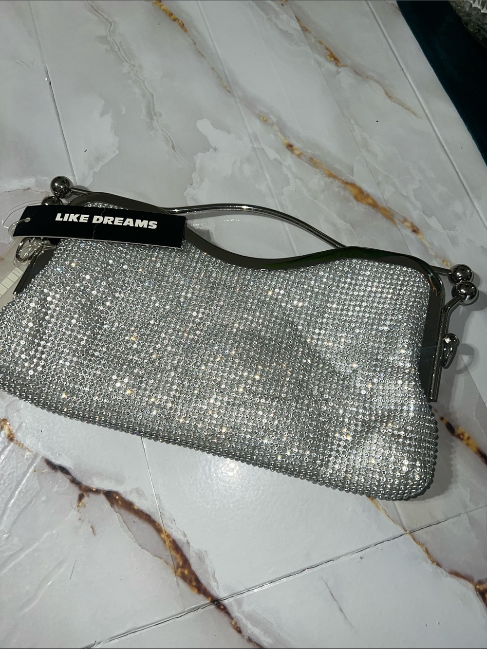 Like Dreams Silver Crystal Evening Wristlet